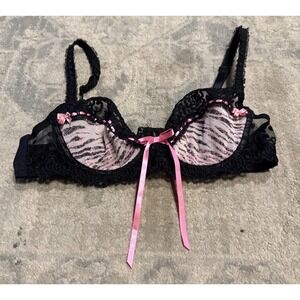 Jezebel Sz 34B Balconette black Pink bra Bow